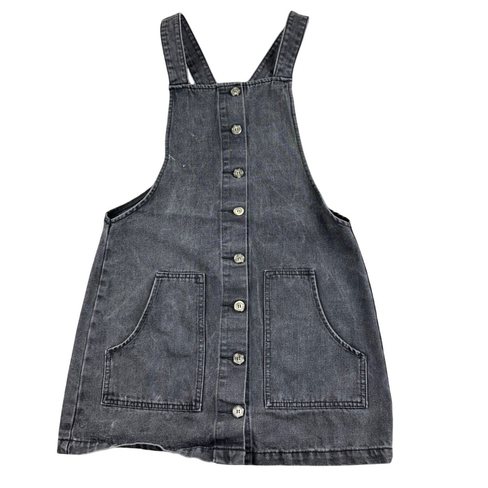Newbury Kustom Pinafore Dress Womens Women S‎ Black Denim Button Front Cotton